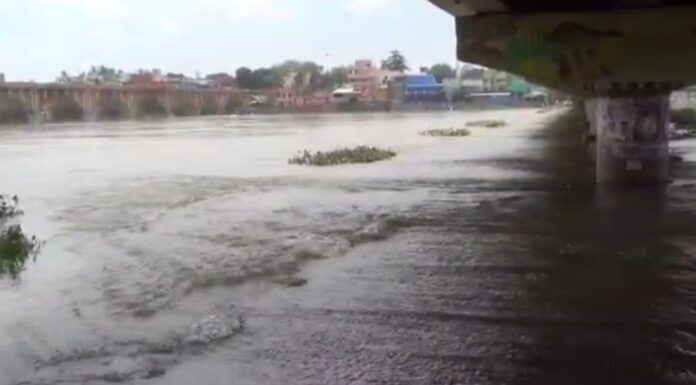 வைகையில் வெள்ளப் பெருக்கு:மதுரை யானைக்கல் தரைப்பாலம் மூழ்கியது