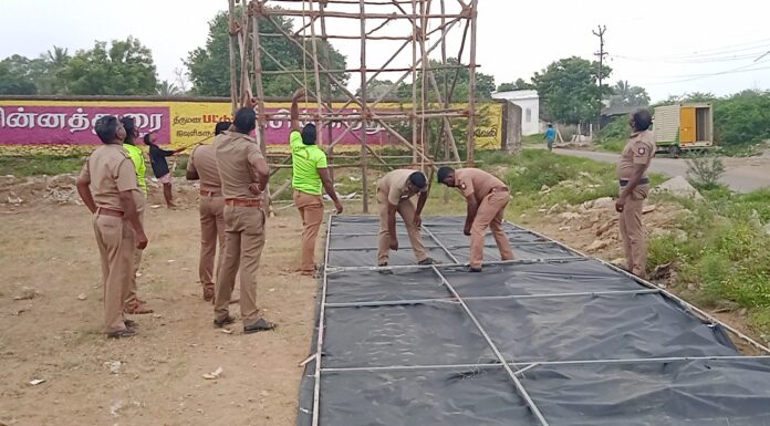 சாத்தான்குளத்தில் தனியார் இடத்தில் வைக்கப்பட்ட த.வெ.க பேனர் அகற்றம்..!